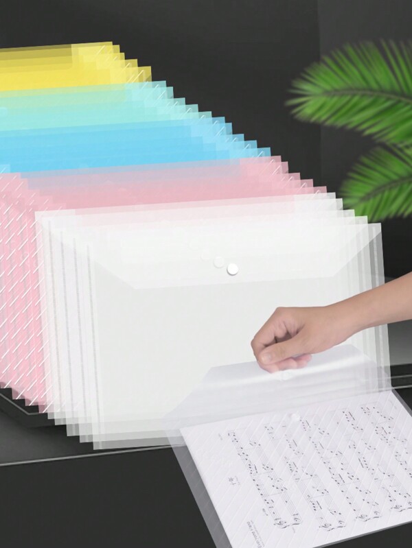 10/20pcs A4 Size Transparent Colorful PP Plastic File Folders, Waterproof Large Capacity For Office Document Storage And Student Stationery Organization, Great For Back To School Season,Back To School,School Supplies