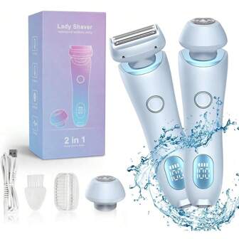 2-In-1 Women Electric Shaver, Rechargeable Electric Epilator For Legs, Arms, Body, Underarms Hair Trimming Electric Razor, Rechargeable Hair Trimmer With Replacement Heads, Perfect Christmas Gift For Family And Friends