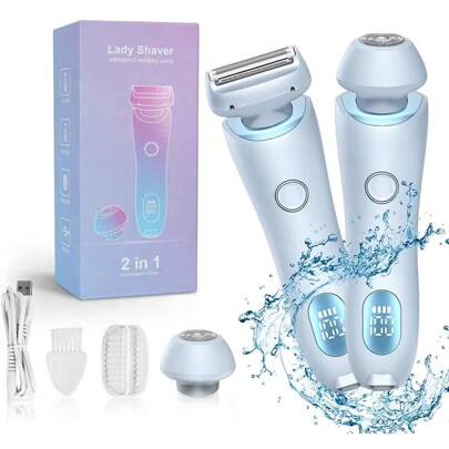 FollowBreak 2-In-1 Women Electric Shaver, Rechargeable Electric Epilator For Legs, Arms, Body, Underarms Hair Trimming Electric Razor, Rechargeable Hair Trimmer With Replacement Heads, Perfect Christmas Gift For Family And Friends