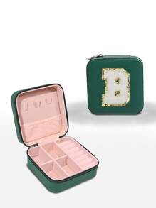 1pc Customizable Alphabet Jewelry Box Portable Jewelry Travel Storage Bag Mini Pearl Jewelry Box Bridesmaid Gift Box Compact Jewelry Box Earring Necklace Ring Jewelry Storage PU Leather Jewelry Box Creative Portable Jewelry Box Earring Gift Box Valentine's Day Gift Mother's Day Gift Halloween Gift Christmas Gift Bathroom Accessories Back To School