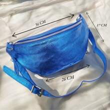 Pochete feminina, bolsa tiracolo com zíper de cor sólida para mulheres, bolsa de cintura estilo fashion com alça larga ajustável, bolsa de cintura elegante de couro para viagens e esportes, bolsa de ombro retrô clássica para deslocamento diário