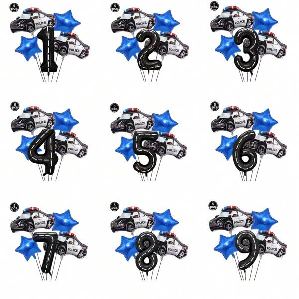 Police Car Theme 18 Inch Deep Blue Star Foil Balloon, Police Car Birthday Party Gathering Decoration