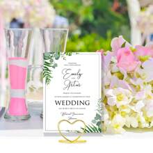 40pcs Heart Shape Metal Gold Table Number Seat Card Holder, Photo Holder Stand Wedding Table Number Name Card Holder Suitable For Wedding Valentine's Day Birthday Party Table Sign Decoration