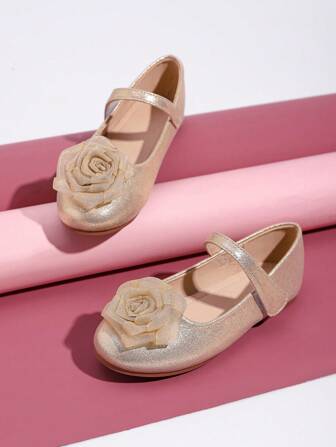 Zapatos planos florales dulces para niñas, adecuados para primavera/verano