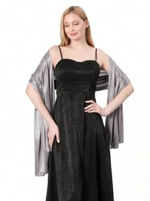 1pc Fashionable Evening Wrap Shawl, Satin Shawl, Extra Long Wedding Shawl For Brides Party