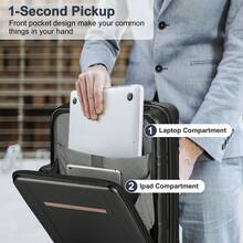 20 "Carry-On Luggage, ABS PC Expandable Suitcase With Front Laptop Pocket, Hardside Luggage With Wheels, Red - Black - View 1