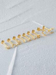 1入組925銀蛋白石耳釘 | 18k白金鍍層低過敏性耳釘 | 立體切割鋯石耳釘適用於女士日常裝飾 | 精美珠寶適用於派對生日禮物 - 銀色 - 查看 3