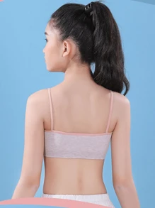 Teen Girls Underwear Full Cup No Steel Rim Strapless Bra, Cute Strawberry Embroidery Pattern, Detachable Inner Cup, Thick And Warm, Comfortable, Suitable For Autumn And Winter