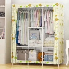 1pc Simple Fabric Closet, Multi Style Storage Wardrobe, Dustproof Clothes Cabinet, Steel Frame Reinforced Assembly, Suitable For Dormitory, Student, Rental Housing - Multicolor - View 6