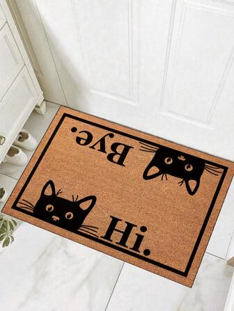 1 pieza Felpudo con fondo marrón, gráfico de hoja negra, borde redondo, HOGAR Dulce HOGAR, Felpudo de interior, alfombra arrojable, felpudo de puerta creativo, felpudo con tema de entrada, decoración del hogar, alfombra de piso antideslizante, accesorios de dormitorio, accesorios fotográficos, decoración exterior, alfombra arrojable, alfombra de área, regalo