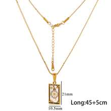 Dây chuyền mặt hình chữ nhật bằng thép không gỉ Tarot thời trang châu Âu và Mỹ khảm đá Rhinestone nhỏ giọt dầu - mặt dây chuyền - Xem 11