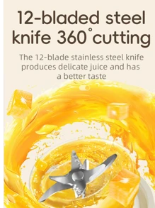 RAF 1pc 450ml Wireless Portable Blender Electric Juicer Machine, USB Rechargeable Mini Fruit Juicer Mixer With 12 Blades And Dual Cup