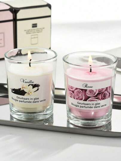 1 支香薰蜡烛，装在透明杯中，适用于卧室芳香疗法，香气舒适，优雅美丽