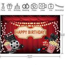123pcs Movie Night Balloon Garland Arch Set, Red Black Gold Balloons With Camera Clipboard Star Popcorn Aluminum Film Balloons, Happy Birthday Party Background Banner Has A Variety Of Sizes For You To Choose Separately, Perfect For Birthday Parties, Anniversaries, Movie Theme Party Decorations Supplies (Ps: Balloons And Background Cloth Are Sold Separately!)