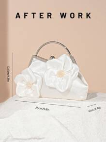 Women's Elegant Vintage Floral Bag, Charming & Refined Floral Party Handbag Suitable For Formal Events, Weddings, Dates, Balls - White - View 6