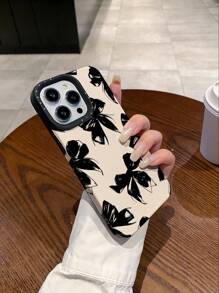 1pc Autumn/Winter Large Hole Letter Bow Leather Anti-Drop Phone Case Compatible With IPhone 11, 12, 13, 14, 11 Pro Max, 12 Pro Max, 13 Pro Max, 14 Pro Max, XR, 15, 15 Pro, 15 Pro Max, 16, 16 Pro, 16 Plus, 16 Pro Max, 17, 17 Pro, 17 Pro Max - Multicolor - View 2