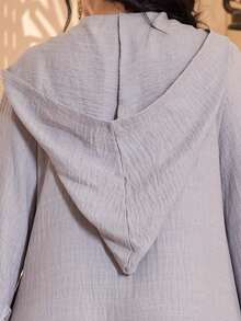 优雅阿拉伯女式连衣裙，饰有刺绣串珠花卉图案，搭配V领时尚帽子，灰色，2026春夏款，适合宰牲节穿着。 - 灰色 - 查看 11