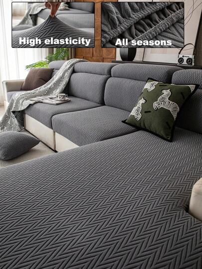 1pc Stretchable Sofa Slipcover, Nordic Style Solid Color 3D Design Fit For 2-Seater Sofa, Suitable For All Seasons, Home & Living Sofa Protector Anti-Slip Anti-Scratch, Applicable For Living Room Bedroom Study Room 1/2/3/4-Seater Couch, Armrest, Chaise Lounge Covers