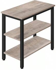 HOOBRO EBF14BZ01 Beistelltisch, Nachttisch mit 3 Ablagen, Sofatisch, Industriestil, Nachttisch, Schlafzimmer, Wohnzimmer, Küche, einfach zu montieren, Metallrahmen, Dunkelbraun