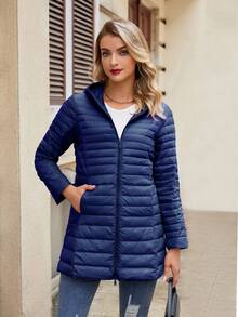 ZIAI ZIAI Women Solid Color Lightweight Long Hooded Winter Down Coat Casual Outdoor Autumn Winter Coat Women