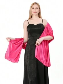 1pc Fashionable Evening Wrap Shawl, Satin Shawl, Extra Long Wedding Shawl For Brides Party