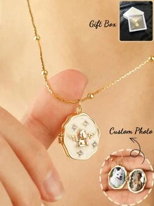 Customized Photo Necklace, Elegant Adjustable Hug Angel Necklace Jewelry In Gift Box, Ideal Gift For Birthday, Christmas, Valentine's Day And Mother's Day