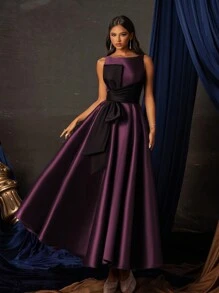 Smilprince Đầm midi satin màu tím thanh lịch không tay, thắt eo kiểu dáng chữ A, thích hợp cho phụ nữ tham dự các buổi tiệc cocktail trang trọng, dạ hội, tiệc tùng hoặc các sự kiện khách mời đám cưới mùa xuân. - Màu tím - Xem 7