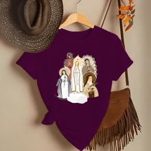 T-Shirt Blouse Christian Religious Catholic Saints 100% Cotton Comfortable - 鏽棕色 - 查看 5
