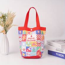 Santa Claus Gift Christmas Handbag, Red/Green Christmas Gift Bag With Button, Merry Christmas Treat Bag, New Year's Gift