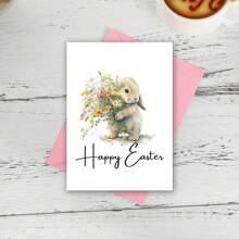 复活节兔子贺卡、可爱动物贺卡、花卉贺卡、春季花卉贺卡，适合家人和朋友，适合任何人