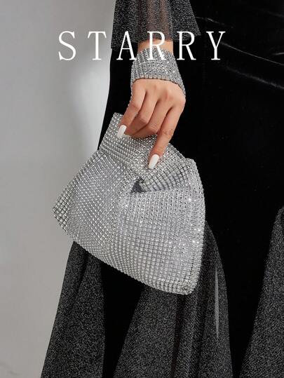 Sparkling, Radiant, Elegant And Exquisite Rhinestone Decorated Shoulder Bag/Evening Clutch/Party Bag, Suitable For Party Girls And Ladies, Perfect Choice For Attending Parties, Weddings, Balls, Galas/Banquets, Also An Ideal Gift For Women