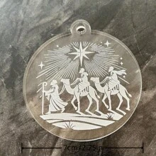 1 szt. Niestandardowa ozdoba Trzech Mędrców - drukowanie chrześcijańskich dekoracji, przezroczyste akrylowe ozdoby na Dzień Trzech Króli, spersonalizowana dekoracja torby ze zdjęciem, prezent świąteczny