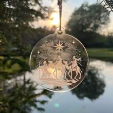 1 szt. Niestandardowa ozdoba Trzech Mędrców - drukowanie chrześcijańskich dekoracji, przezroczyste akrylowe ozdoby na Dzień Trzech Króli, spersonalizowana dekoracja torby ze zdjęciem, prezent świąteczny