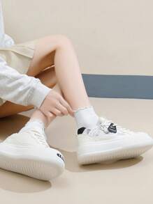 Nuevos tenis pequeños blancos para mujer 2025, diseño de cara sonriente, zapatos deportivos casuales para damas con suela gruesa - Mihei - Ver 9