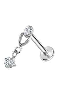 1PC Titanium Internally Threaded Waterdrop Dangle Labret Double Chain Dangle Top Helix Cartilage Piercing Ear Tragus Daith Earrings Jewelry