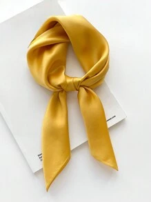 1 chiếc khăn vuông trơn màu dành cho nữ, khăn choàng thời trang bằng vải satin trơn có thể sử dụng linh hoạt làm băng đô, thắt lưng, quấn cổ - Màu xanh nhạt - Xem 10