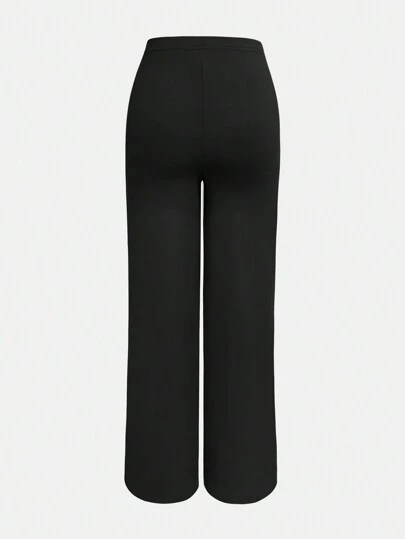 XLLAIS Women's High Waist Straight Leg Pants, Fashionable & Stretchy, Autumn/Winter Casual Black Spring