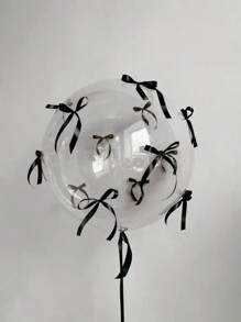 2/4/8个透明泡泡气球，配玫瑰红、浅粉色、黑色、粉色蝴蝶结装饰，浪漫蝴蝶主题气球套装，塑料材质，无需电源，适用于婚礼、订婚、情人节、生日、新年庆祝 - 彩色 - 查看 24