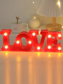 1pc 10 LED Battery Powered LOVE Shaped Decorative Night Light, Suitable For Indoor Desk, Valentine's Day Proposal, Wedding Anniversary Gift