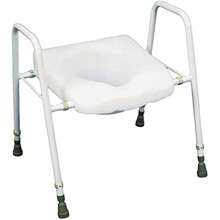 Height Width Adjustable Bariatric  Standing Raised Over Toilet Seat Arm Supports Wipe Clean Slip Resistant Feet Assembled - as pic - View 3