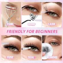 240 Peças Conjuntos de Cílios Individuais de Grande Capacidade 40D Encaracolado D 8-16mm DIY Cílios Agrupados Olhar Natural & Extra Grosso & Esvoaçante & Ultra Macio & Super Leve Cílios Falsos Individuais Reutilizáveis Segmentados Kit de Extensão de Cílios Adequado para Viagens, Uso Diário para Iniciantes, Casamentos, Encontros, Festas, Festivais, Muito Adequado para Natal/Halloween/Pacotes de Cílios de Presente - Preto - Visão 7