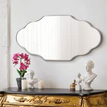 Scalloped Wall Mirror, Bathroom Mirror Irregular Mirror With Aviation Aluminum Alloy Frame & Shatter-Proof Glass For Living Room Bathroom Bedroom Entryway Gifts