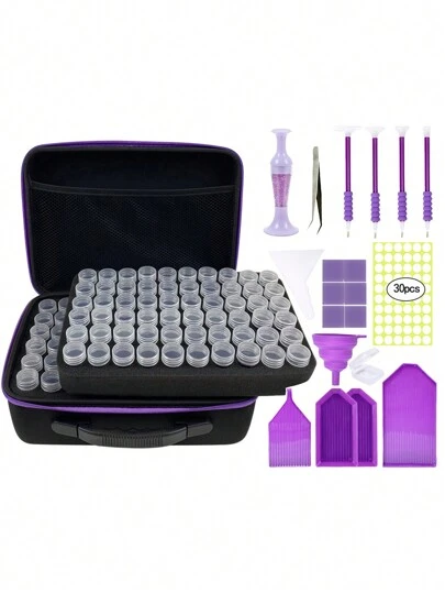 30/60/120 槽钻石画存储和配件套件、快速辅助工具和笔架托盘，适合钻石艺术爱好者