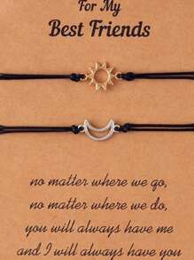 1 对太阳和月亮手链，创意友谊/情侣手工编织腕带，男女皆宜 - 彩色 - 查看 10