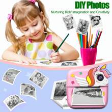 Kids Instant Print Camera, Christmas Birthday Gift, 6-12 Years Girls Boys, HD Digital Camera, Portable Toys 6 7 8 9 10 Years Girls, Pink - Multicolor - View 3