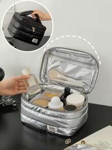 大容量便携式化妆包，旅行洗漱用品收纳包手提包洗漱包洗漱包洗漱旅行包化妆收纳包沙滩包度假必备学校用品旅行必备女士大学宿舍浴室返校用品 - 彩色 - 查看 1