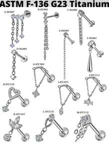 1PC Titanium Internally Threaded Waterdrop Dangle Labret Double Chain Dangle Top Helix Cartilage Piercing Ear Tragus Daith Earrings Jewelry