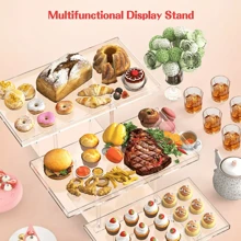 亚克力蛋糕面包展示架,透明甜甜圈糕点甜点展示架,透明储物托盘,适用于活动和商业展览展示盒托盘,适用于婚礼派对展示、厨房、圣诞礼物 - 透明色 - 查看 4