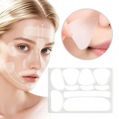 50/100pcs Facial Smile Lines Stickers, Multi-Purpose V-Shaped Face Firming Stickers, Easy-To-Use Facial Cheek Skin Care Stickers, Forehead Care Stickers, Create A Delicate Face Shape, Suitable As Daily Skin Care Gifts For Women At Christmas