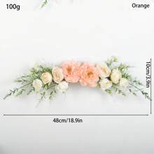 1pc Artificial Hanging Rose Peony Flower Wreath With Green Leaves, Decoration For Wedding Ceremony Arch, Front Door, Home Wall